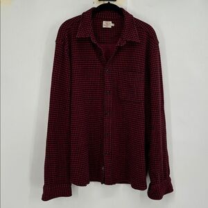 Faherty Mens Legend Sweater Button Up Flannel Size XL Red Black Gingham Check